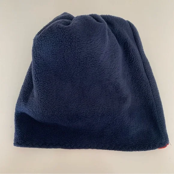 New England Patriots Winter Fleece Beanie Logo Hat Red and Blue - Picture 4 of 4